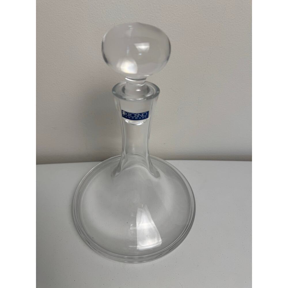 Krosno Poland 11” Crystal Glass Decanter Bottle w/ Stopper- Heavy! Wine Aerator - Picture 4 of 11